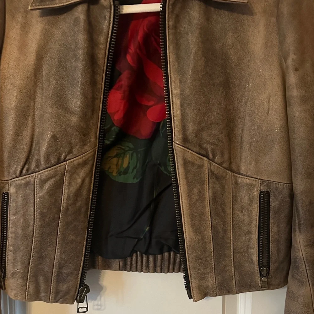 Guess Brown Leather Jacket - Picture 3 of 16
